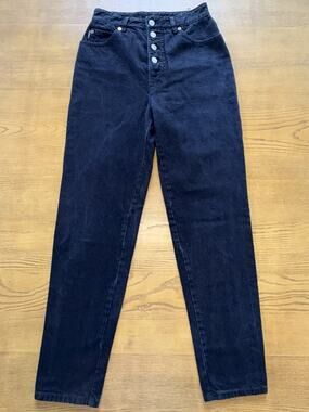 Vintage 90s BONGO Jeans Womens 9 Black High Rise Button Fly Made USA 28x29